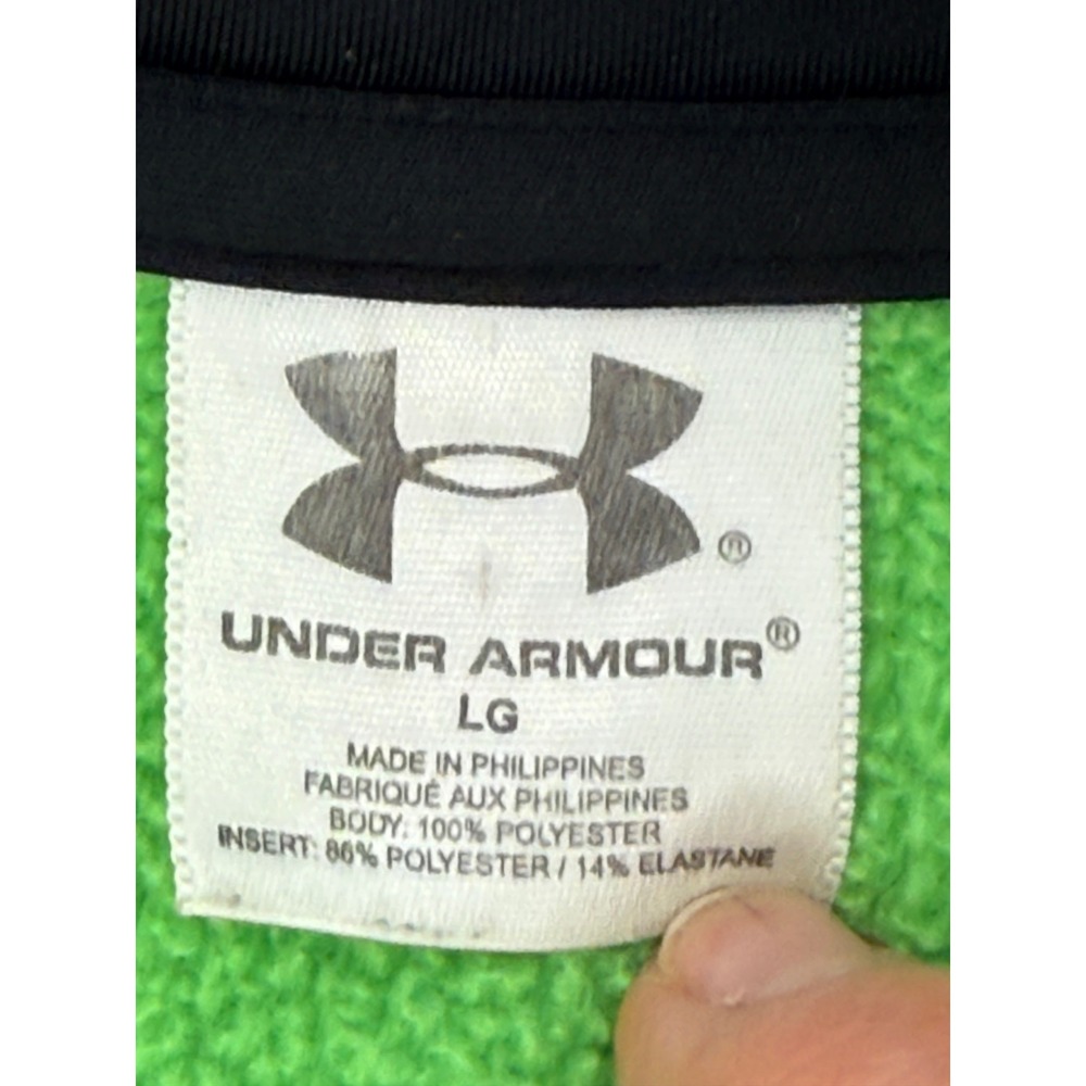 Vintage Under Armour Mens Fleece Full Zip Jacket Green Black Mock Neck Sz L - Picture 8 of 9